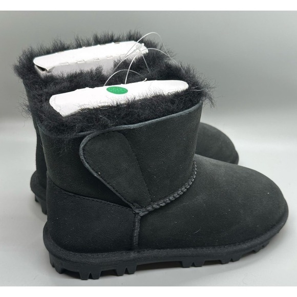 Kirkland Signature Kids Black Leather Shearling Boot Shoe 13 - Picture 2 of 7